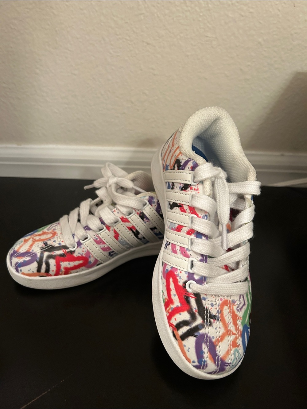 K-Swiss Kids White Multi-Color Graffiti Sneakers